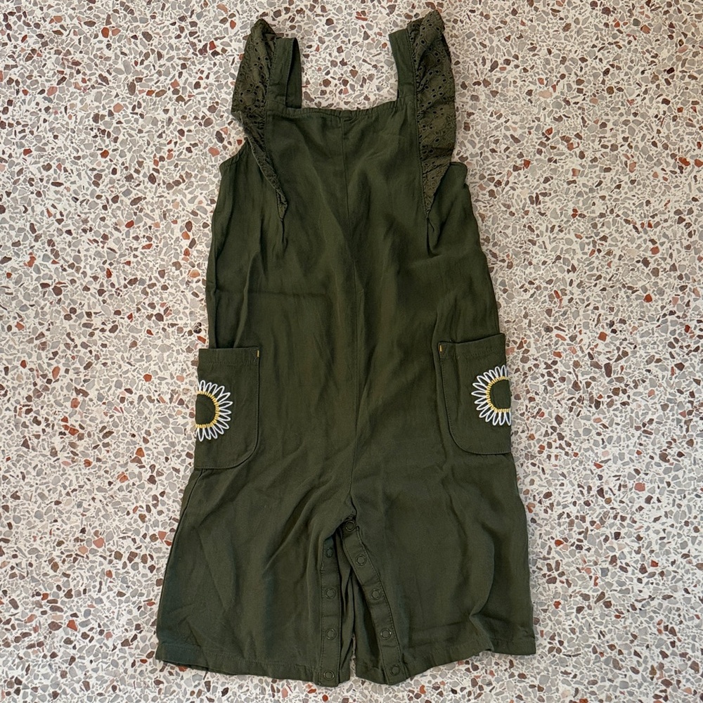 Cat & Jack Dark Green Eyelet Ruffle Jumpsuit